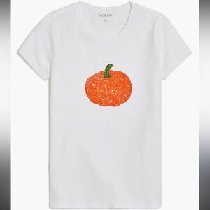 JCrew collector White Tee with Sequin Pumpkin Graphic NWT Size Medium